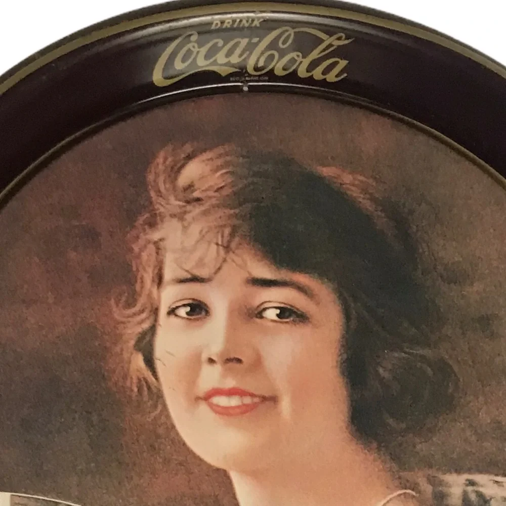 Vintage Coke Cola Oval Tin Metal Serving Tray 1923 Flapper Girl Advertisement